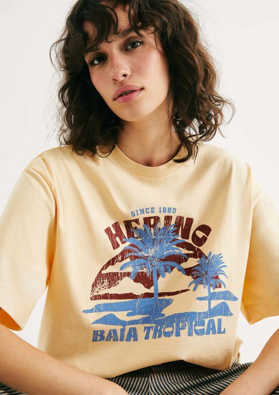 Foto do produto: Camiseta Feminina Manga Curta Oversized - Amarelo