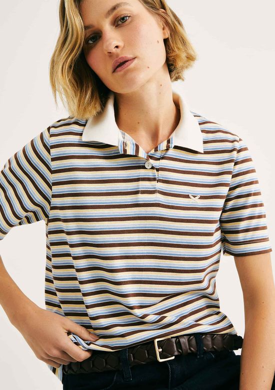 Foto do produto: Blusa Polo Feminina Listrada - Marrom