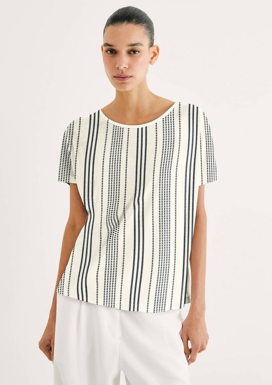 Foto do produto: Blusa Feminina Manga Curta Estampada - Off white