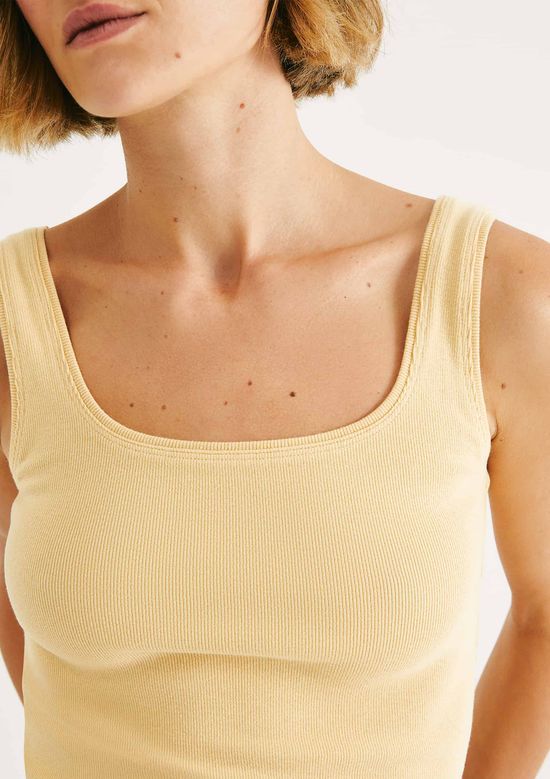 Foto do produto: Regata Feminina Decote Quadrado Em Ribana - Amarelo