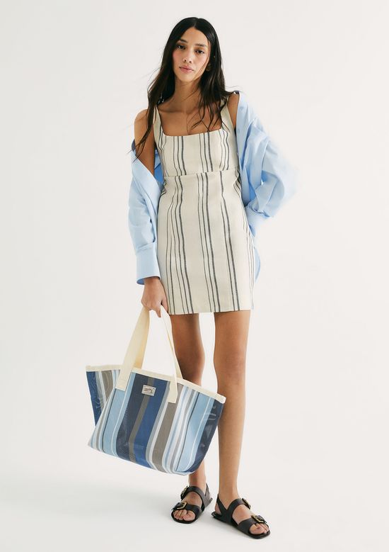 Foto do produto: Vestido Listrado De Linho - Azul