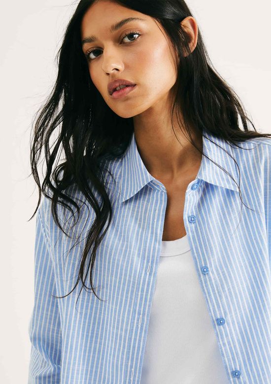 Foto do produto: Camisa Feminina Manga Longa Listrada - Azul