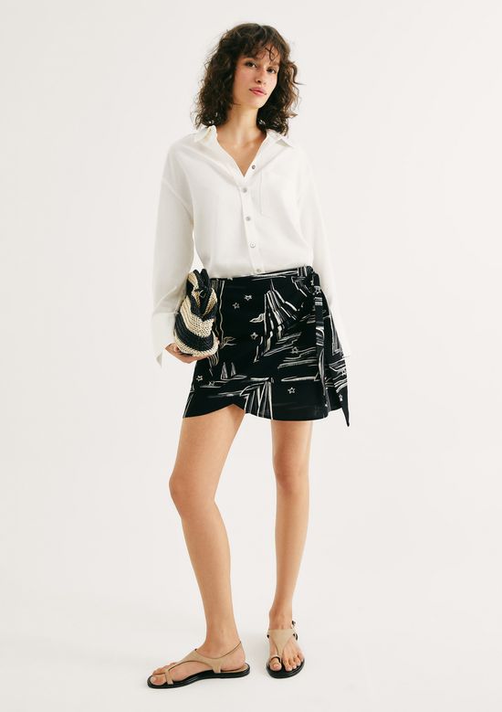 Foto do produto: Saia Pareô Cintura Alta Estampada - Preto