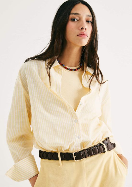 Foto do produto: Camisa Feminina Manga Longa Listrada - Amarelo
