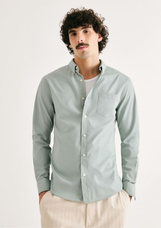 Foto do produto: Camisa Básica Masculina Manga Longa Slim - Azul
