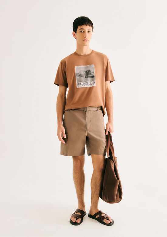 Foto do produto: Camiseta Masculina Manga Curta Com Estampa - Marrom