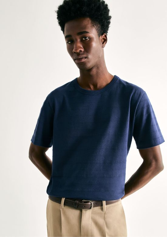 Foto do produto: Camiseta Masculina Manga Curta Em Malha Texturizada - Azul