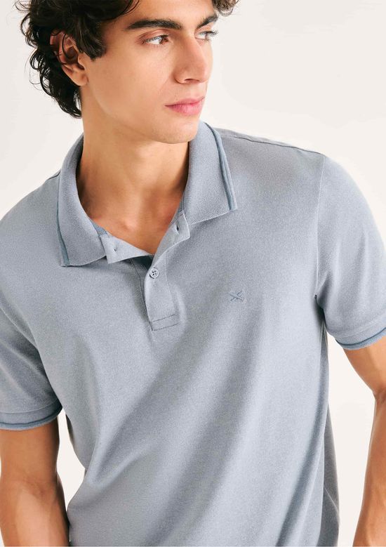 Foto do produto: Camisa Polo Básica Masculina Em Malha Texturizada - Azul
