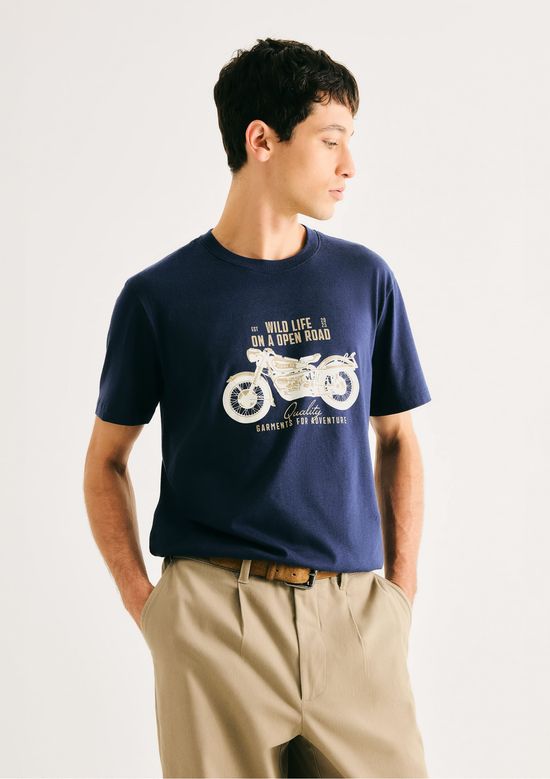 Foto do produto: Camiseta Masculina Manga Curta Com Estampa - Azul