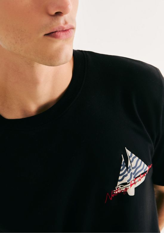 Foto do produto: Camiseta Masculina Manga Curta Com Estampa - Preto