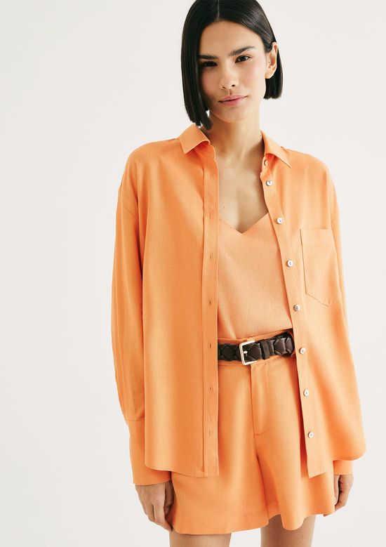 Foto do produto: Camisa Feminina Manga Longa Oversized - Laranja