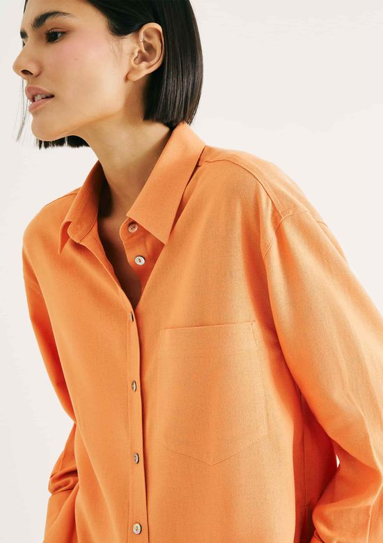 Foto do produto: Camisa Feminina Manga Longa Oversized - Laranja