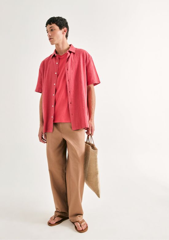 Foto do produto: Camiseta Básica Masculina Slim Gola V Em Malha Flamê - Vermelho