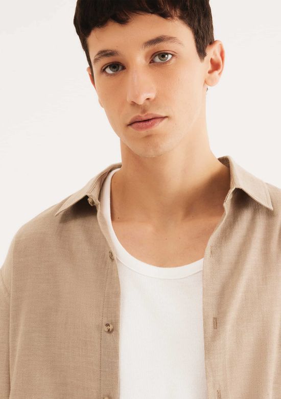 Foto do produto: Camisa Masculina Manga Longa Fio Tinto - Bege