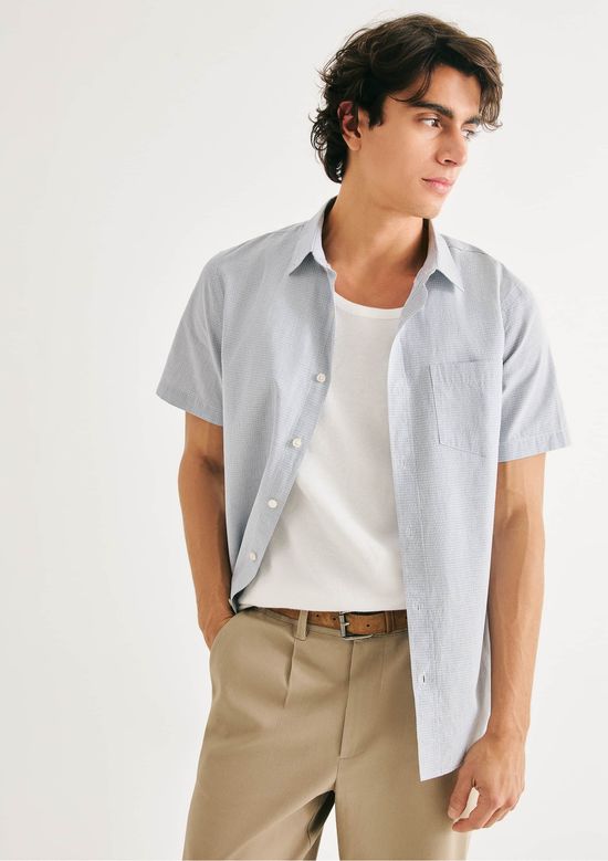 Foto do produto: Camisa Masculina Slim Manga Curta - Azul