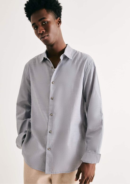 Foto do produto: Camisa Masculina Manga Longa Fio Tinto - Cinza