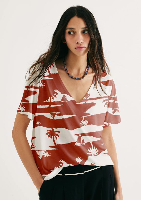 Foto do produto: Blusa Feminina Em Viscose Estampada - Terracota