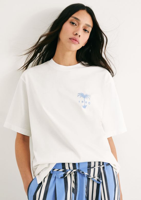 Foto do produto: Camiseta Feminina Oversized Com Estampa - Off white