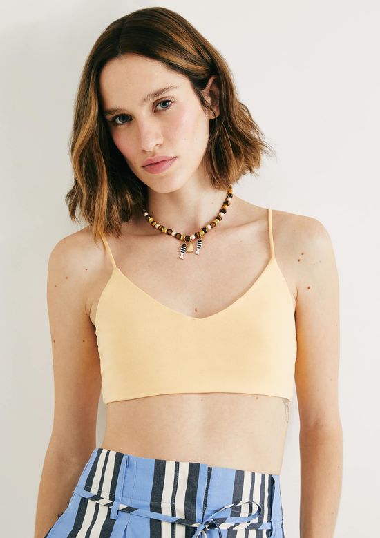 Foto do produto: Top Decote V Em Malha De Algodão - Laranja