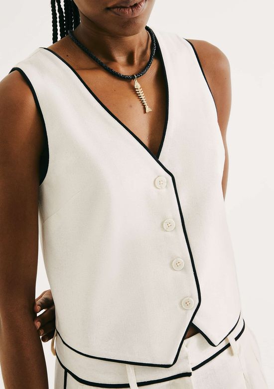 Foto do produto: Colete Feminino Decote V Com Linho - Off white