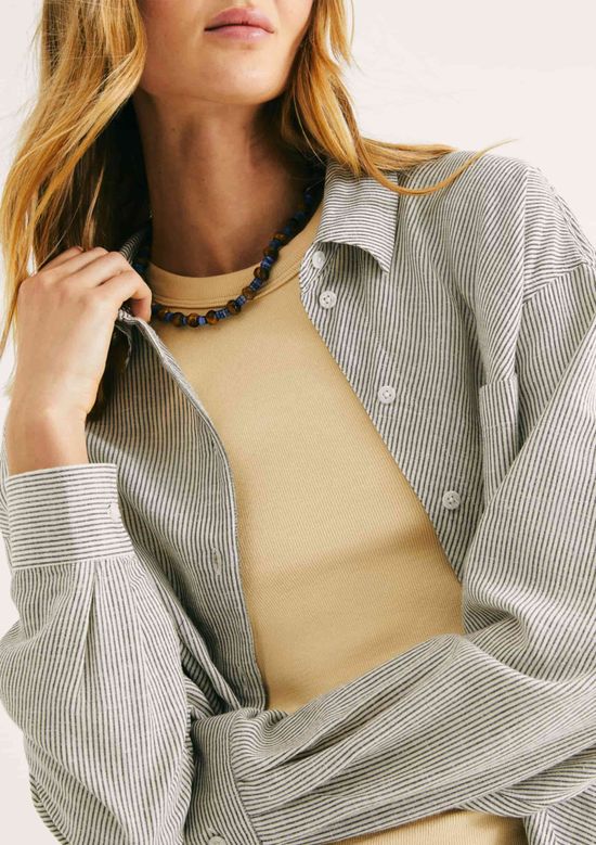 Foto do produto: Camisa Feminina Em Viscolinho Fio Tinto - Preto