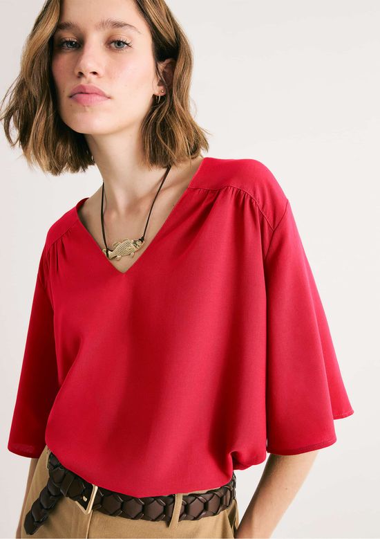Foto do produto: Blusa Feminina Evasê Viscolinho - Vermelho