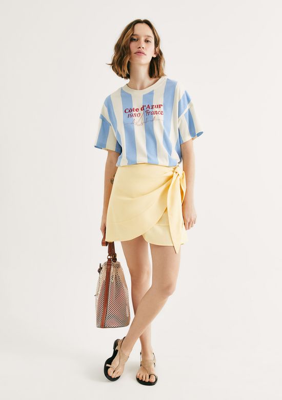 Foto do produto: Saia Pareô Cintura Alta Com Linho - Amarelo