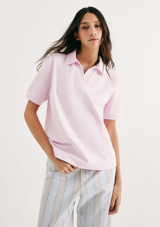 Foto do produto: Camisa Polo Feminina Em Piquet - Rosa