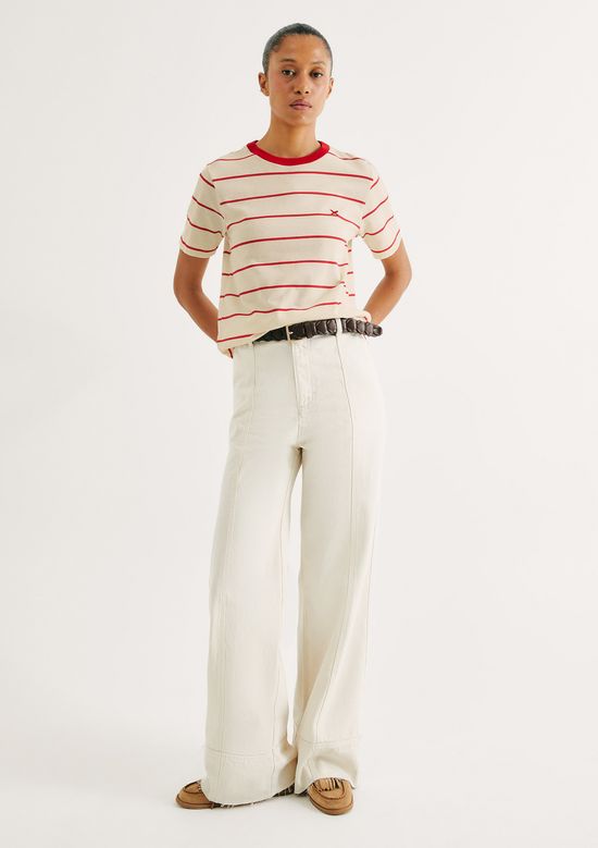 Foto do produto: Calça Feminina Wide Leg Cintura Alta - Off white