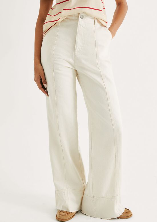 Foto do produto: Calça Feminina Wide Leg Cintura Alta - Off white