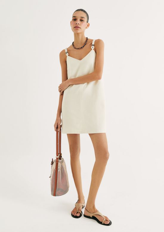 Foto do produto: Vestido Curto Reto Decote V - Creme