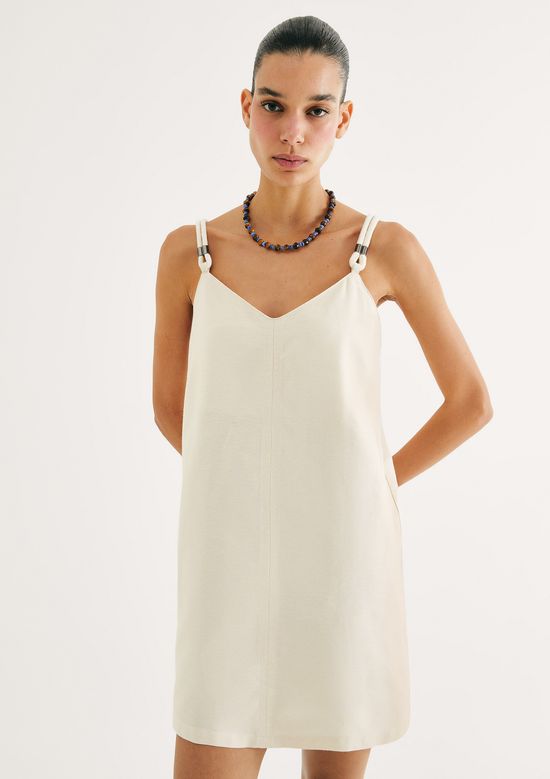 Foto do produto: Vestido Curto Reto Decote V - Creme