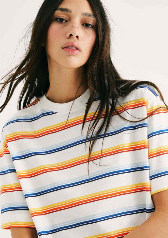 Foto do produto: Camiseta Feminina Box Listrada - Azul