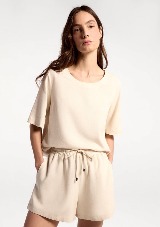 Foto do produto: Blusa Feminina Manga Média Com Linho - Off white