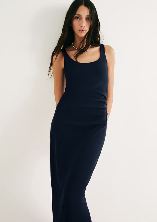 Foto do produto: Vestido Midi Justo Em Ribana - Azul