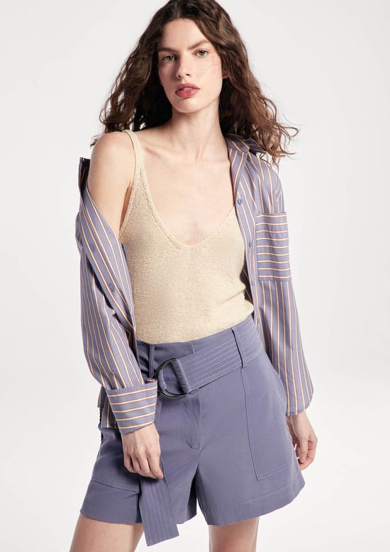 Foto do produto: Regata Feminina Decote V Em Tricô - Bege