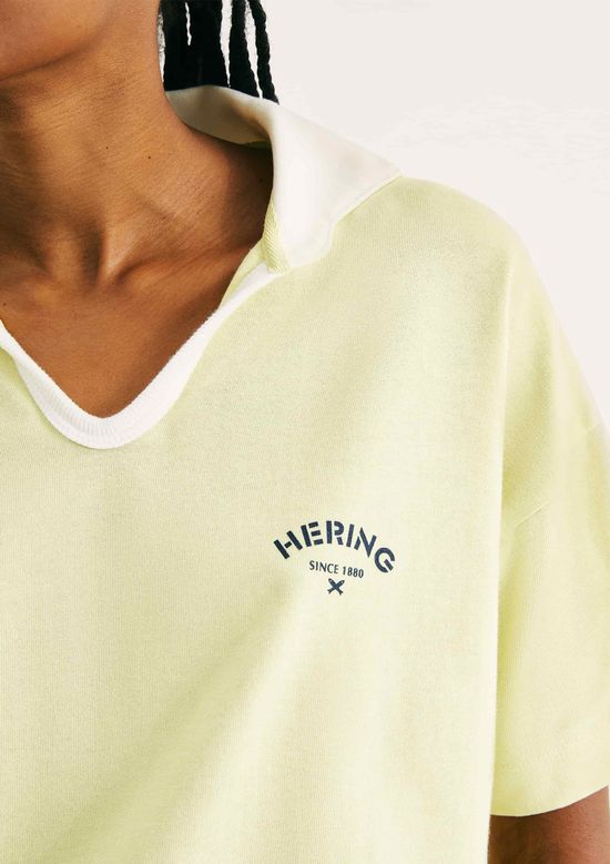 Foto do produto: Camisa Polo Feminina Oversized Em Malha Binada - Amarelo