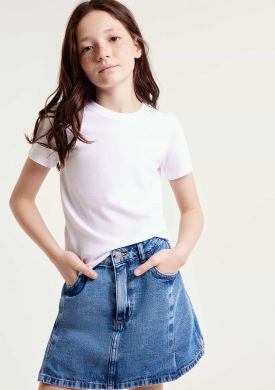 Foto do produto: Blusa Manga Curta Infantil Menina Em Malha - Branco