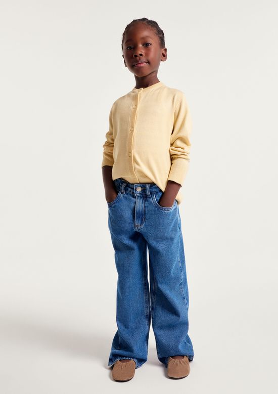 Foto do produto: Cardigan Infantil Menina Em Tricô - Amarelo