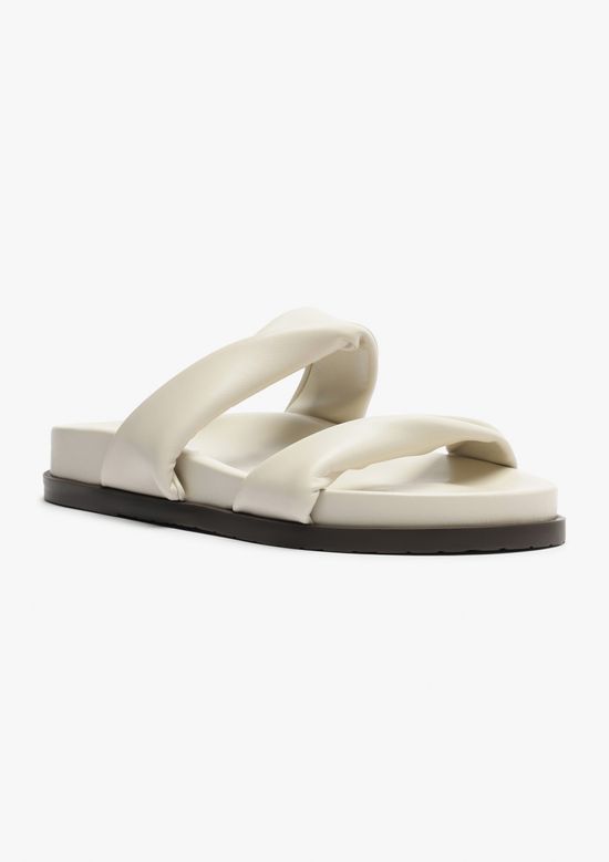Foto do produto: Sandália Papete Feminina Tiras Duplas - Creme