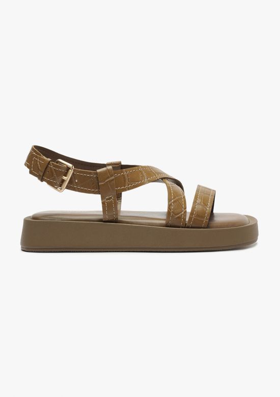 Foto do produto: Sandália Papete Flatform Feminina Croco - Caqui