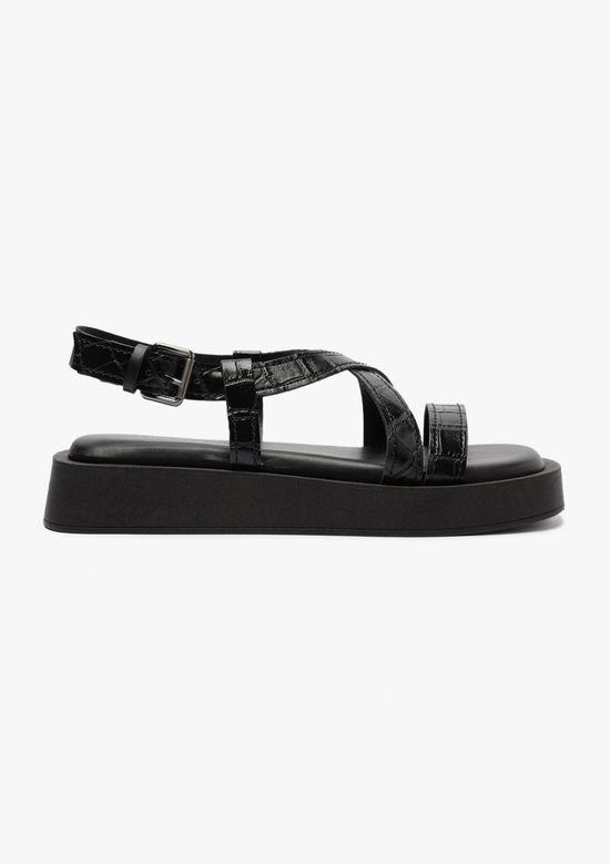 Foto do produto: Sandália Papete Flatform Feminina Croco - Preto