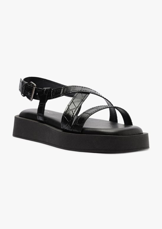 Foto do produto: Sandália Papete Flatform Feminina Croco - Preto