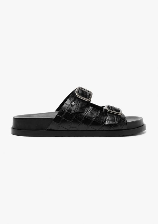 Foto do produto: Sandália Papete Feminina Croco - Preto