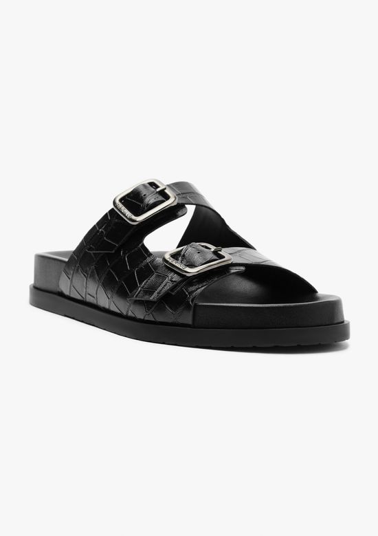 Foto do produto: Sandália Papete Feminina Croco - Preto