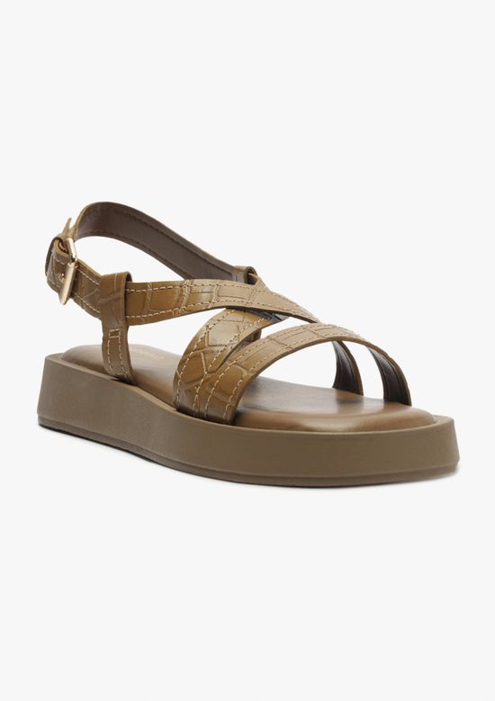 Foto do produto: Sandália Papete Flatform Feminina Croco - Caqui