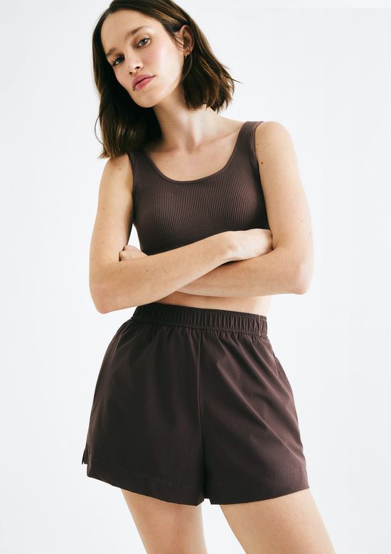 Foto do produto: Shorts Esportivo Feminino Cintura Alta - Marrom