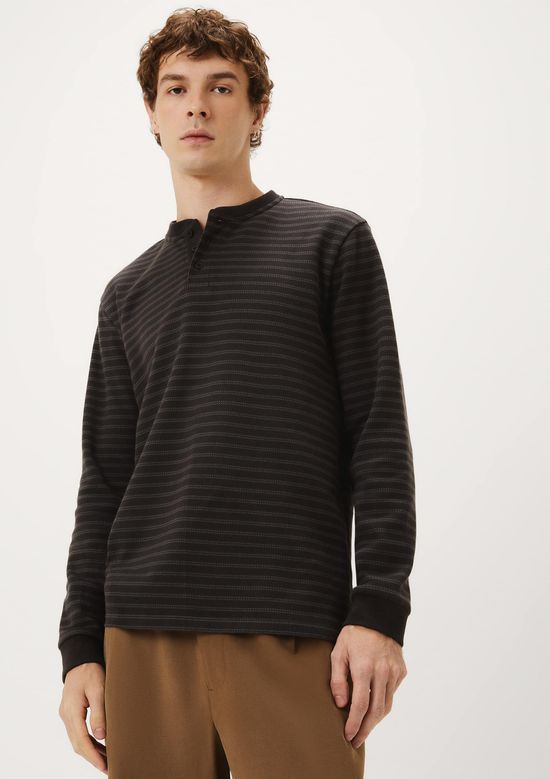 Foto do produto: Camiseta Masculina Manga Longa Listrada Em Malha Premium - Preto