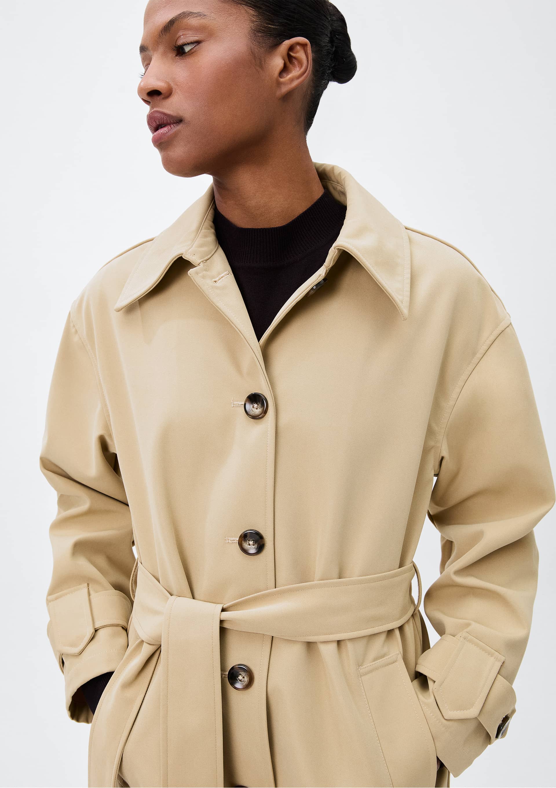 ジャケット・アウター OHESHIO TRENCH COLLAR JUMPER, BEIGE TOTEME】OVERSIZED TRENCH JACKET／オーバーサイズトレンチジャケット