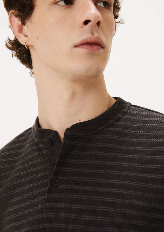 Foto do produto: Camiseta Masculina Manga Longa Listrada Em Malha Premium - Preto